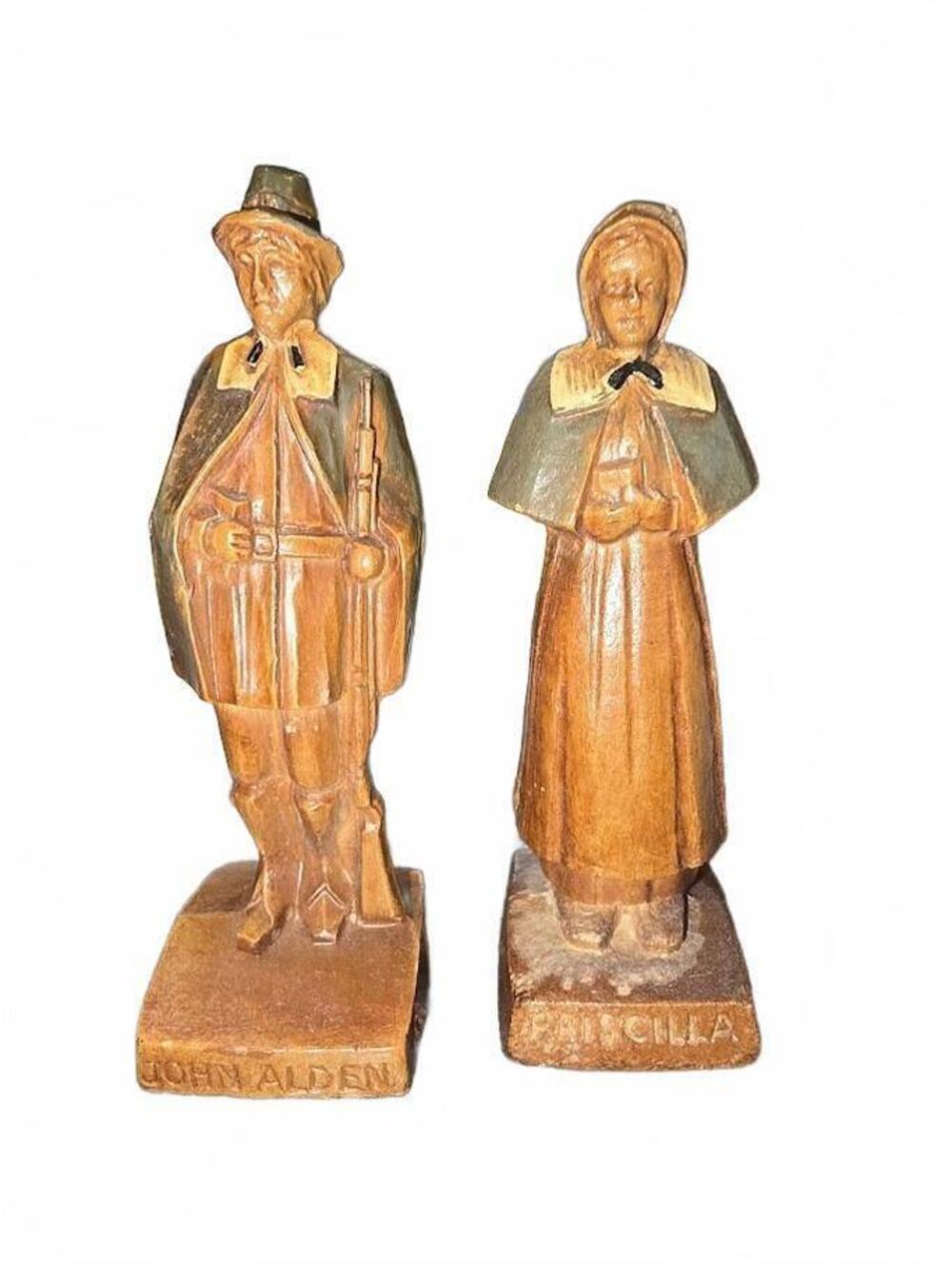 1941 Syroco John Alden & Priscilla Mullins Figures 4"
